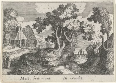 Paisagem com uma árvore de Simon Frisius