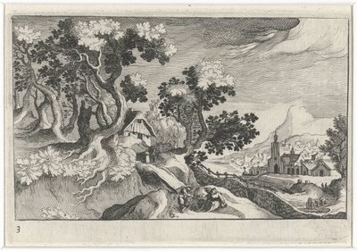 Paisagem com alguns edifícios de Simon Frisius