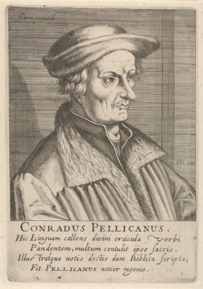 Retrato de Conrad Pellican de Simon Frisius