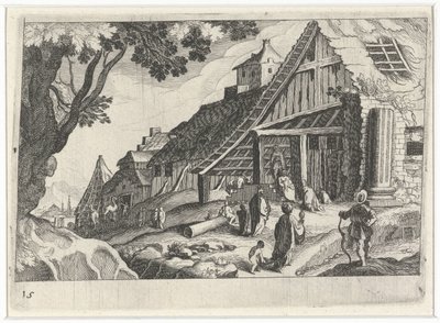 Paisagem urbana com a Adoração dos Reis Magos de Simon Frisius