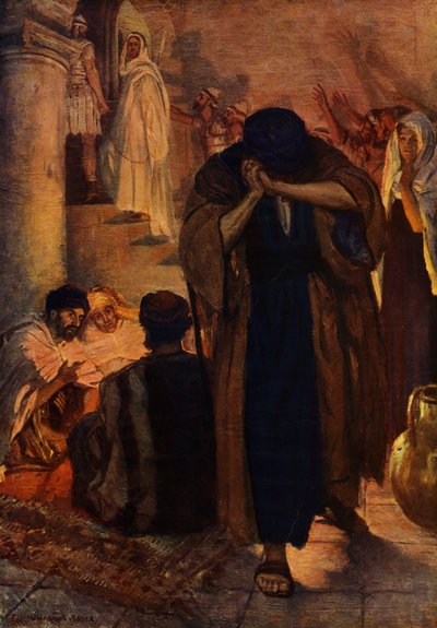 A negação de São Pedro (cor litho) de Simon Harmon (after) Vedder