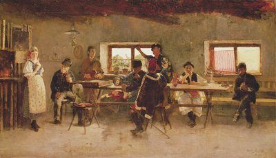 Foliões em um pub, 1888 de Simon Hollosy