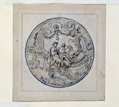 Desenho para o relógio, por Simon Gribelin (1661-1833) de Simon II Gribelin