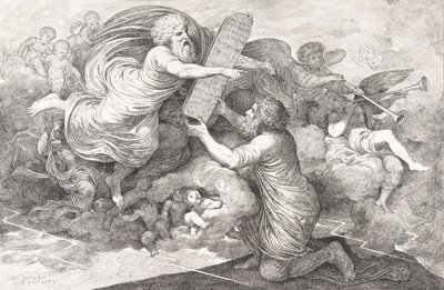 Moisés no Sinai As Tábuas da Lei Judaica, 1773. de Simon Julien