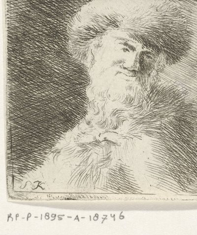 Retrato de um homem desconhecido com chapéu de pele de Simon Klapmuts