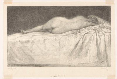 Mulher nua deitada na cama de Simon Moulijn (signed by artist)