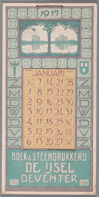Calendário 1917 de Simon Moulijn