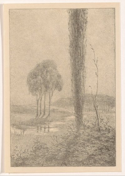 Paisagem com árvores e riacho de Simon Moulijn