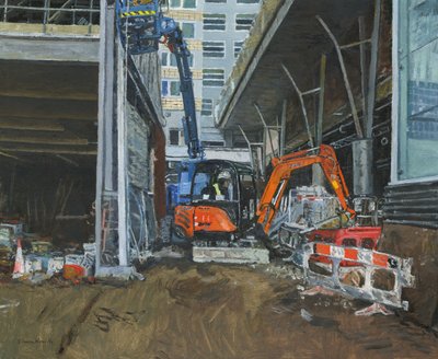 Estaleiro de construção, Wandsworth (óleo sobre tela) de Simon Neville
