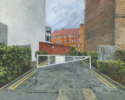 Entrada dos edifícios, 2025 (óleo sobre tela) de Simon Neville
