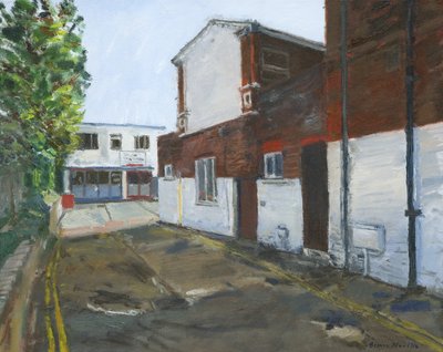 Motorworks, Westgate-on-Sea, 2024 (óleo sobre tela) de Simon Neville