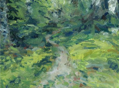 Caminho através do bosque n.º 2, 2023 (óleo sobre tela) de Simon Neville