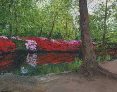 Still Pond, Richmond Park, 2013 (acrílico sobre tela) de Simon Neville