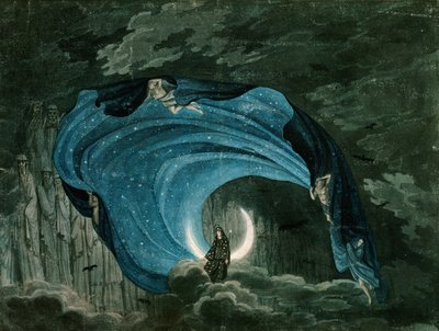 Decoração para a Rainha da Noite, ópera de Mozart de Simon Quaglio