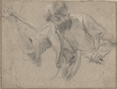 Um homem barbudo com um cajado de Simon Vouet