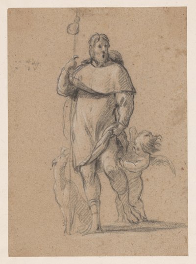 Santo Rochus com cão e anjo de Simon Vouet