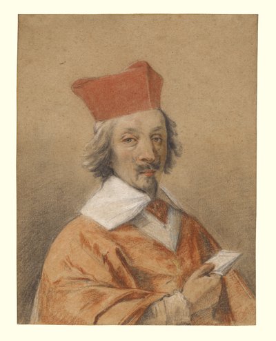 Retrato de Armand-Jean du Plessis, Cardinal de Richelieu, c.1632-34 (giz sobre papel) de Simon Vouet