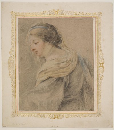 Estudo da mulher para "Madonna and Child" de Simon Vouet