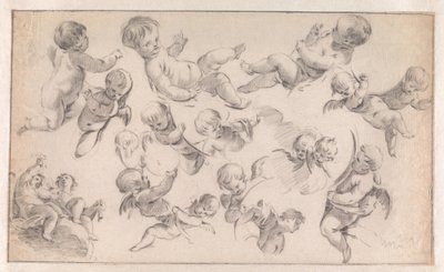 Esboço para uma decoração com putti de Simon Vouet