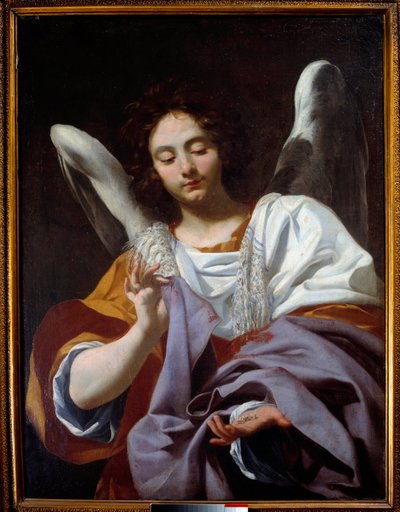 O Anjo com a túnica, instrumentos da Pintura da Paixão de Simon Vouet (1590-1649) Século XVII. Nápoles, Museu Nacional de Capodimonte de Simon Vouet