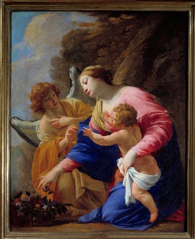 A Virgem e o Anjo Pintura de Simon Vouet (1590-1649) 1641 Sol. 0,77x0,62 m Museu de Belas Artes de Caen de Simon Vouet