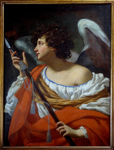 O anjo carregando a lança perfurou o coração de Cristo e a esponja embebida em vinagre Quadro de Simon Vouet de Simon Vouet