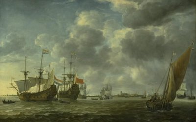 Navios no rio Maas fora de Rotterdam de Simon de Vlieger