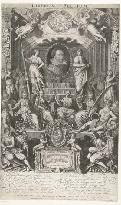 Frederick Henry como Protector da Religião e da Liberdade, 1628
Liberum Belgium (título sobre o objecto) de Simon van de Passe