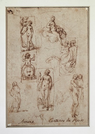 Esboços de desenho de Simone Cantarini
