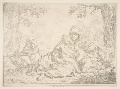 Sagrada Família com São João Batista, ca. 1637-1640. de Simone Cantarini