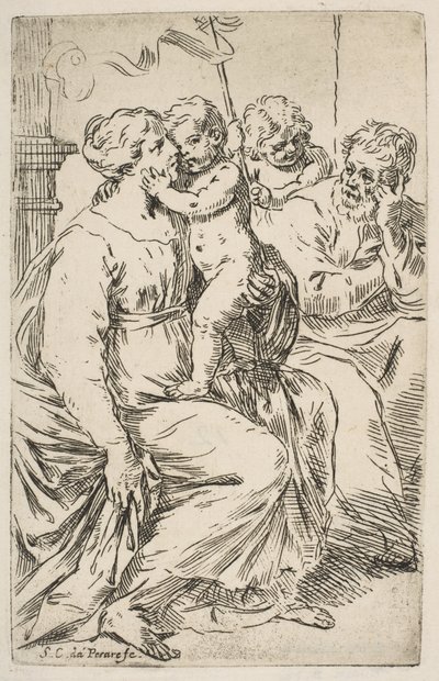 Sagrada Família com São João Batista, ca. 1640-1642. de Simone Cantarini