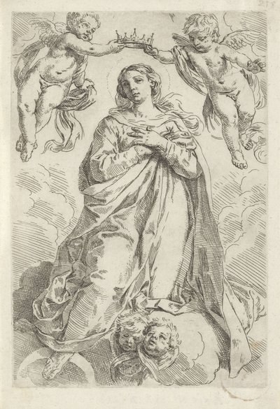 Coroação de Maria em uma lua crescente de Simone Cantarini