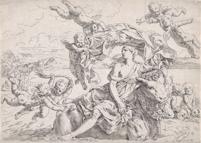O Rapto de Europa, depois de Reni, ca. 1636. de Simone Cantarini