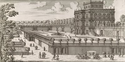 Vista da fachada do Palazzo Pamphili e seu jardim Secondo Prospetto Pe..., após de Simone Felice