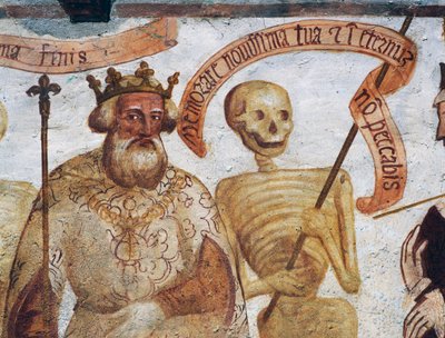 A Morte com o Rei, detalhe de A Dança da Morte de Simone II Baschenis
