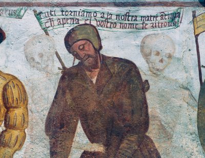 Morte com o coxo, detalhe de A Dança da Morte de Simone II Baschenis