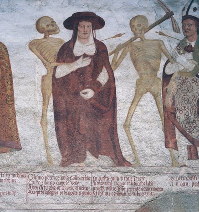 O Cardeal e a Morte, detalhe de A Dança da Morte de Simone II Baschenis