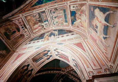 Episódios da Vida de São Martinho - Pintura de Simone Martini (1280-1344) Fresco de Simone Martini