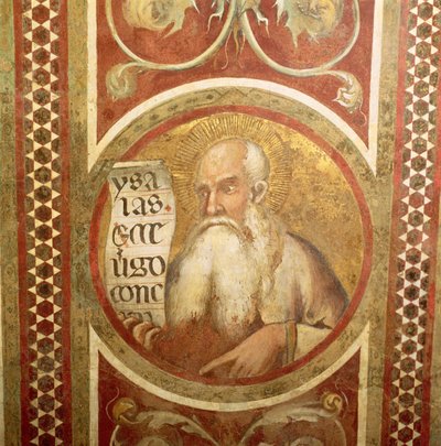 Maesta: Isaías, detalhe da moldura de Simone Martini