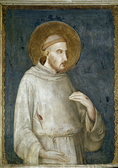 São Francisco de Assis, detalhe de Cinco Santos - Fresco de Simone Martini (ca. 1284-1344) de Simone Martini