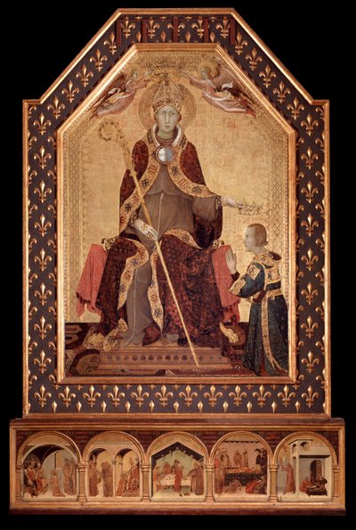 São Luís de Anjou (de Toulouse) coroa Robert I de Nápoles (1277-1343) Pintura de Simone Martini (ca. 1284-1344) 1317 Dim 200x138 cm Nápoles, Museo Nazionale di Capodimonte, inv Q 34 de Simone Martini