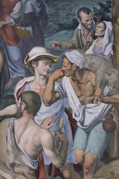 Adoração dos pastores, 1578-82 (detalhe de 3497111) de Simone Veneziano Peterzano