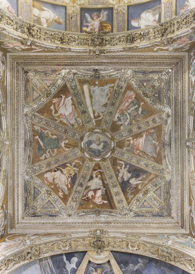 Anjos e Deus Abençoado (fresco) de Simone Veneziano Peterzano