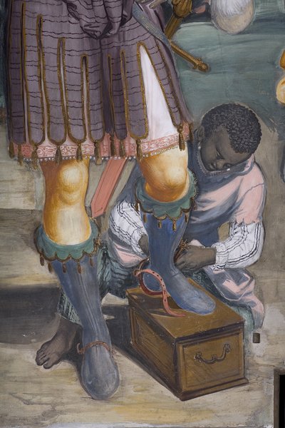 A Adoração dos Magos, Presbitério, 1578-82 (detalhe de 3497103) de Simone Veneziano Peterzano