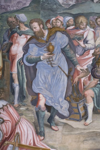 A Adoração dos Magos, Presbitério, 1578-82 (detalhe de 3497103) de Simone Veneziano Peterzano