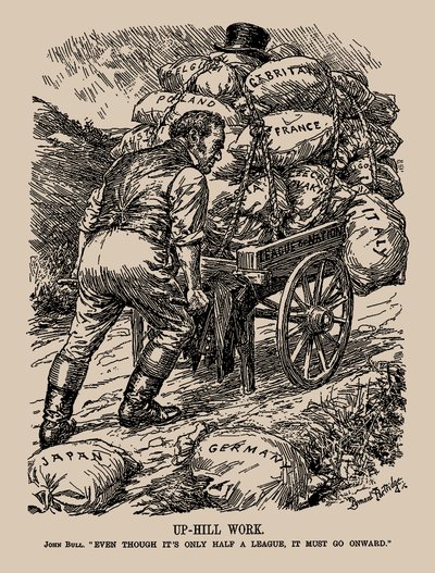 Trabalho em Subida. João Bull. Mesmo que seja apenas meia légua, deve seguir em frente, 1935. de Sir Bernard Partridge