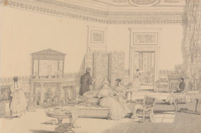 Álbum de 30 Vistas no Tirol e em Itália: Sala de Sorteio, Casino Pecori 12.o Out.er 1841 de Sir Charles D