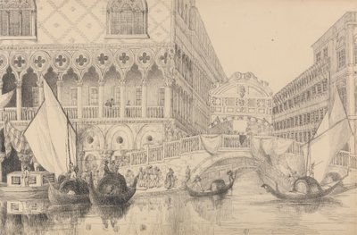 Álbum de 30 Vistas no Tirol e em Itália: A Ponte dos Suspiros e parte do Palácio dos Doges 10 de Novembro de 1840 de Sir Charles D