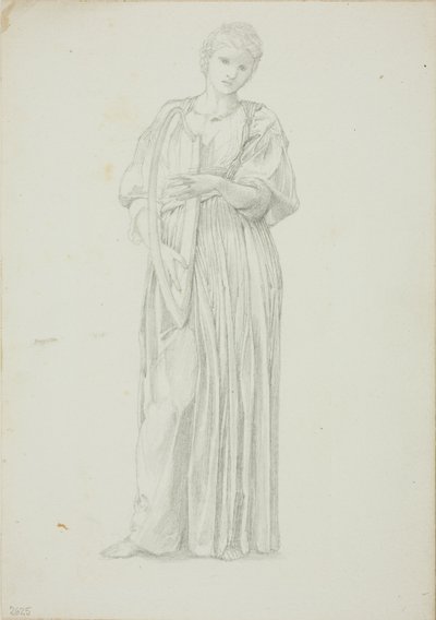 Figura drapeada de mulher tocando uma harpa de Sir Edward Burne Jones