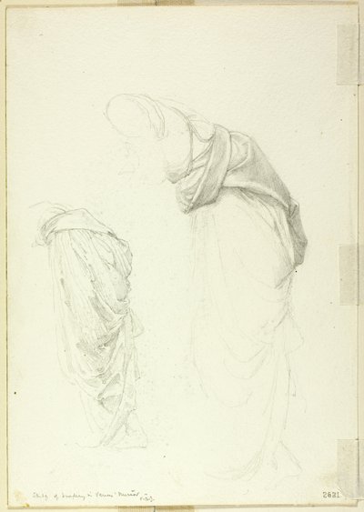 Drapery, dois estudos para The Mirror of Venus de Sir Edward Burne Jones